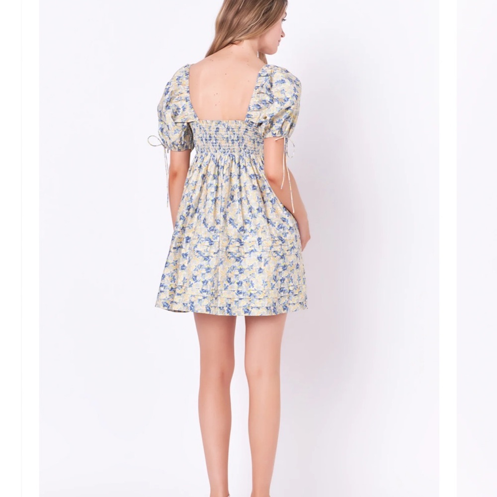 English Factory Blue and Yellow Floral Mini Dress - Picture 2 of 5